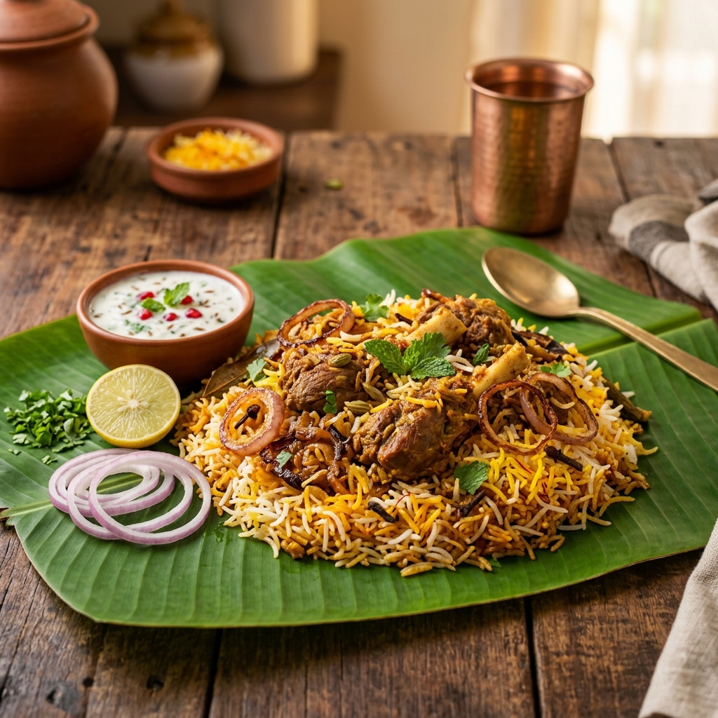 DUMZAR Biryani on Leaf